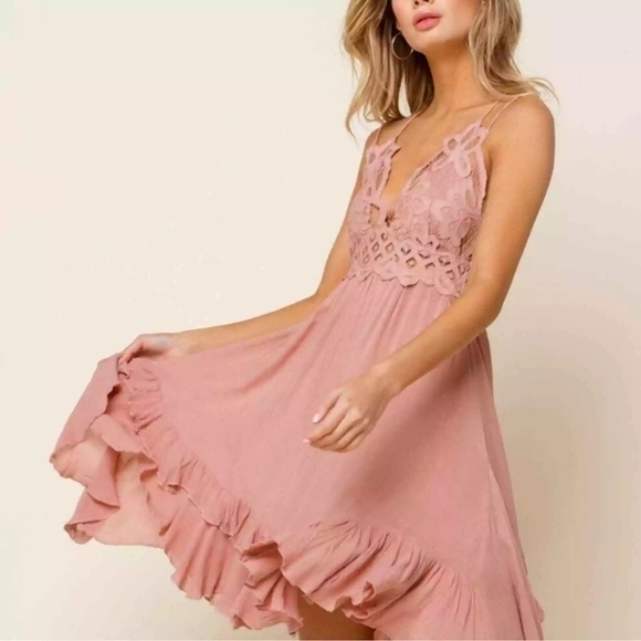 FREE PEOPLE  One Adella Slip Pink Rose Size Small ***flaw*** - Picture 1 of 5